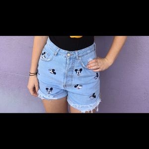 Zara Mickey Mouse denim shorts